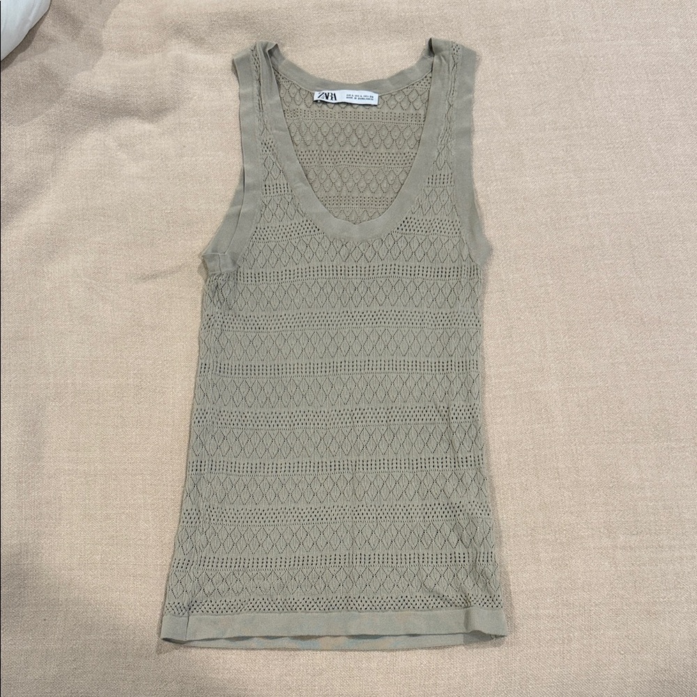 Zara Textured Knit Tan Tank Top